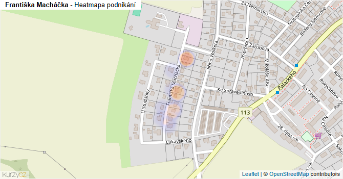 Františka Macháčka - mapa podnikání