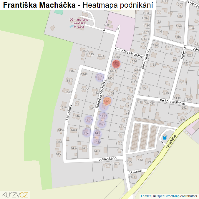 Mapa Františka Macháčka - Firmy v ulici.