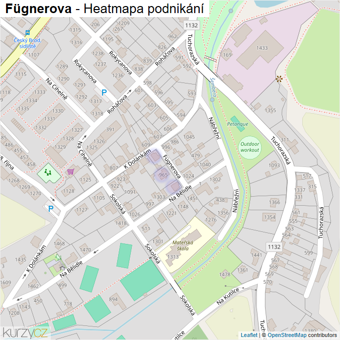 Mapa Fügnerova - Firmy v ulici.
