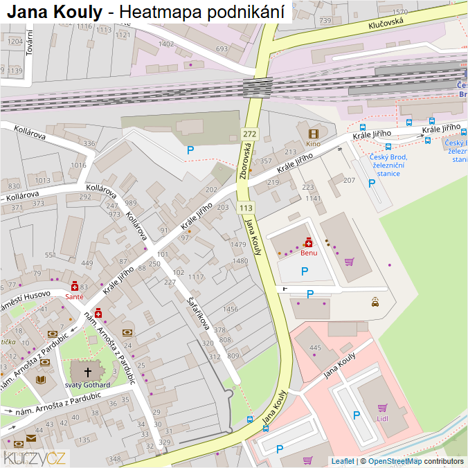 Mapa Jana Kouly - Firmy v ulici.