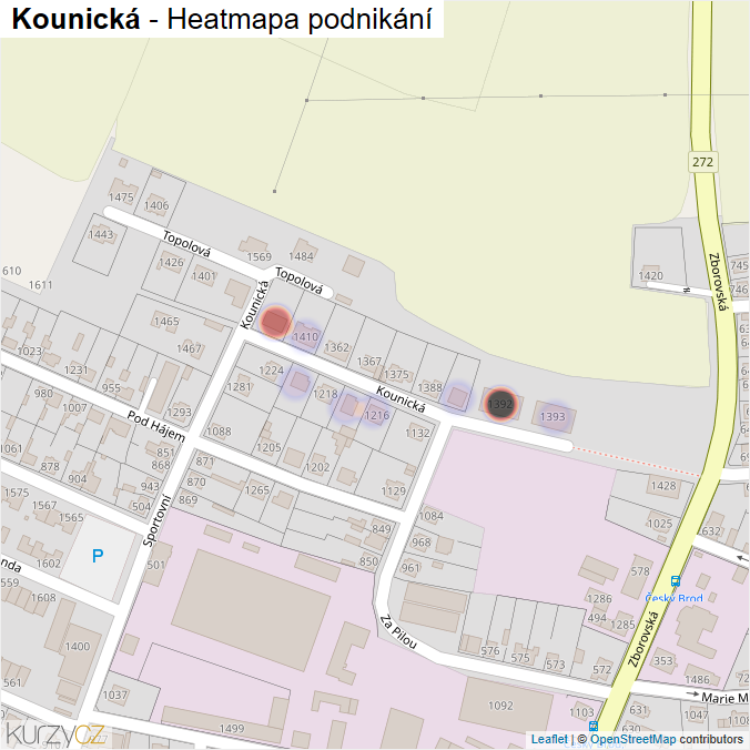 Mapa Kounická - Firmy v ulici.