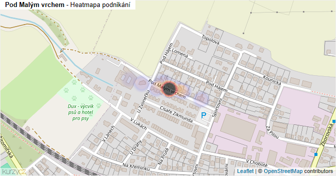 Pod Malým vrchem - mapa podnikání