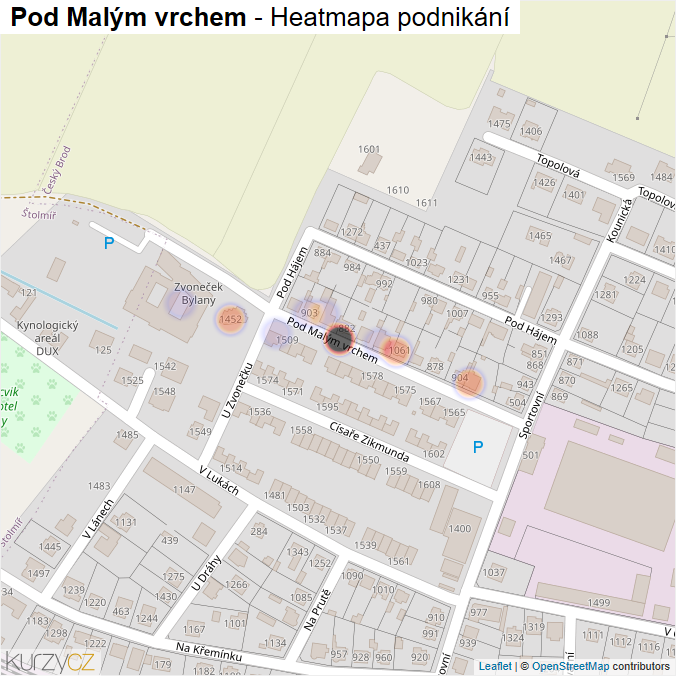 Mapa Pod Malým vrchem - Firmy v ulici.