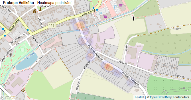 Prokopa Velikého - mapa podnikání