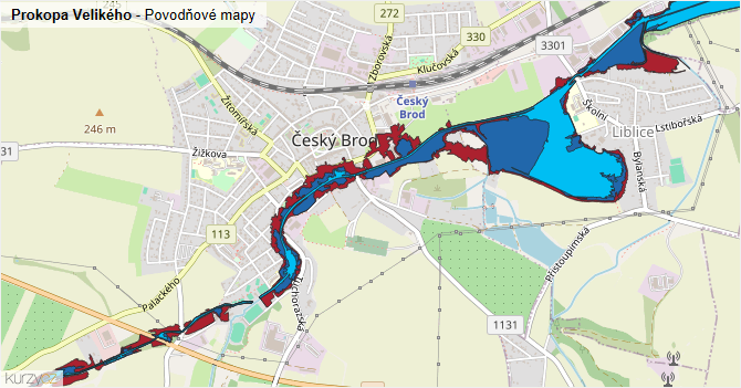 Prokopa Velikého - záplavové mapy stoleté vody
