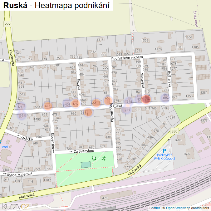 Mapa Ruská - Firmy v ulici.