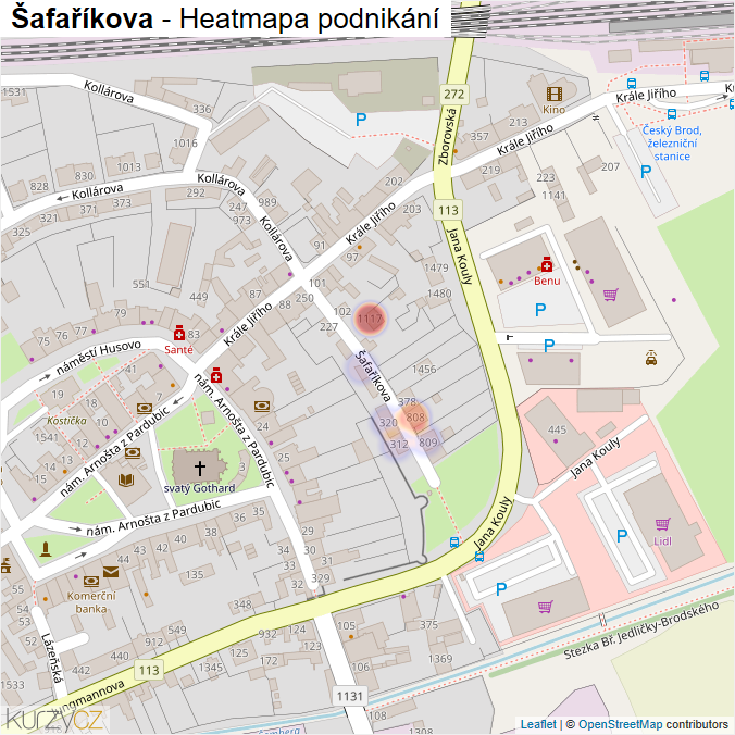 Mapa Šafaříkova - Firmy v ulici.