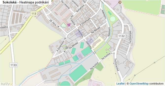 Sokolská - mapa podnikání