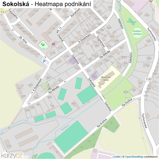 Mapa Sokolská - Firmy v ulici.