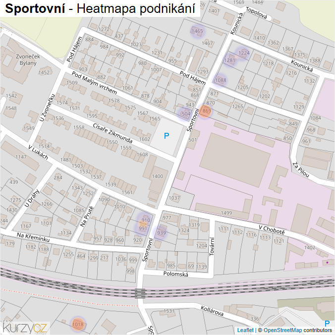 Mapa Sportovní - Firmy v ulici.
