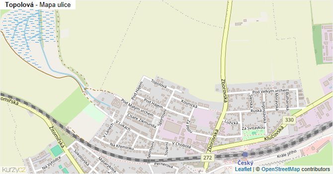 Topolová - mapa ulice