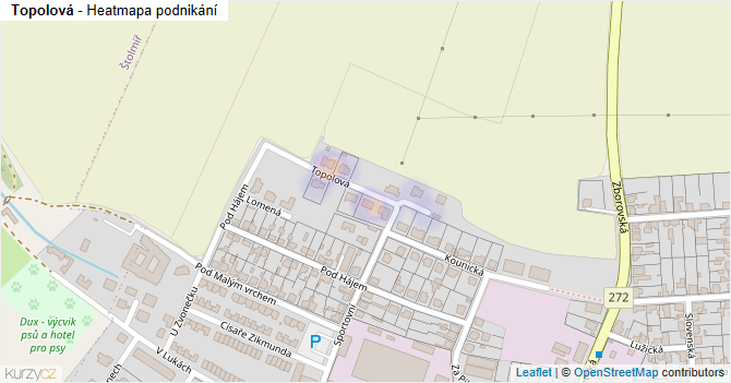 Topolová - mapa podnikání