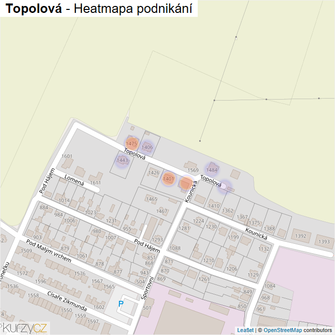 Mapa Topolová - Firmy v ulici.