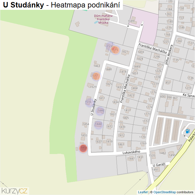 Mapa U Studánky - Firmy v ulici.