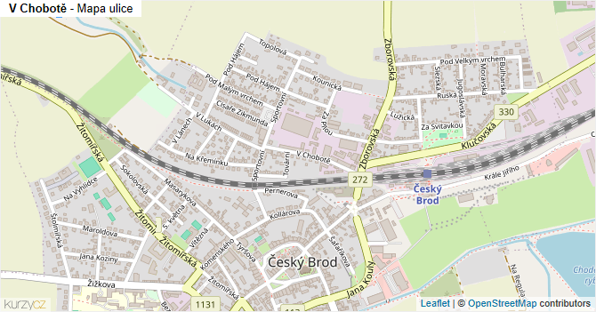 V Chobotě - mapa ulice