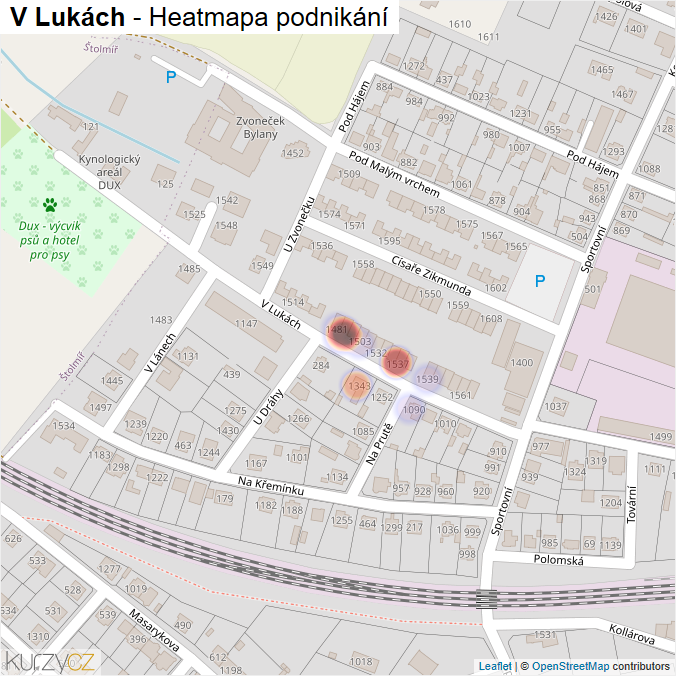 Mapa V Lukách - Firmy v ulici.
