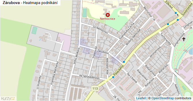 Zárubova - mapa podnikání