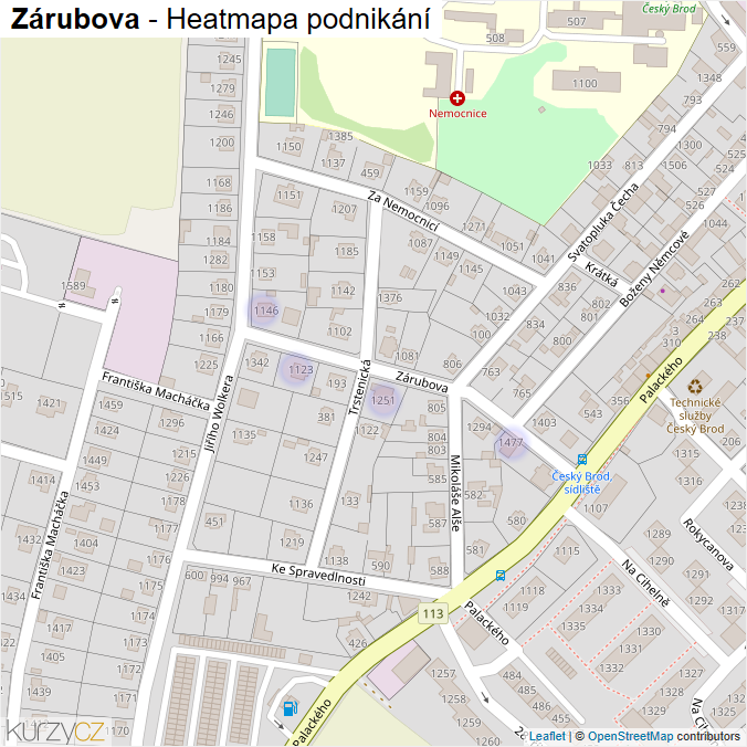 Mapa Zárubova - Firmy v ulici.
