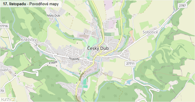 17. listopadu - záplavové mapy stoleté vody