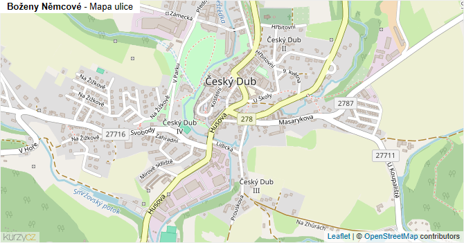 Boženy Němcové - mapa ulice