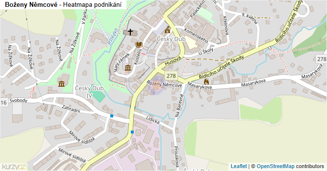 Boženy Němcové - mapa podnikání