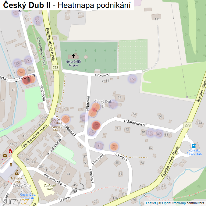 Mapa Český Dub II - Firmy v části obce.