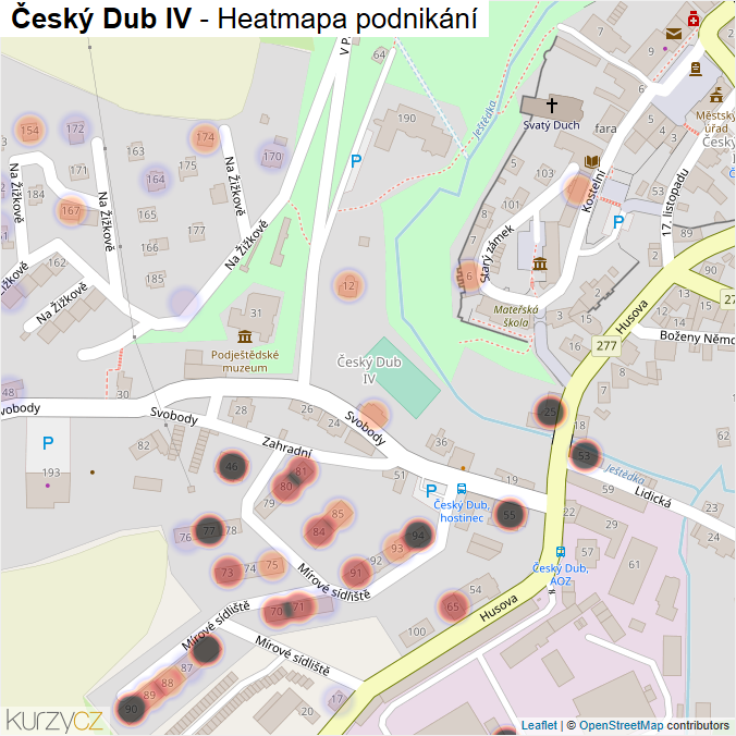 Mapa Český Dub IV - Firmy v části obce.
