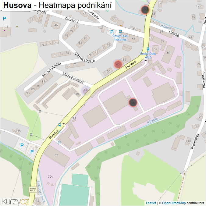 Mapa Husova - Firmy v ulici.
