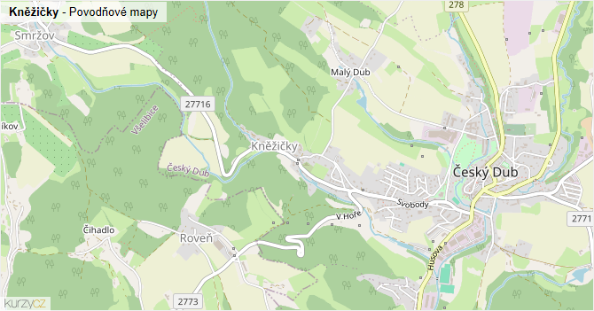 Kněžičky - záplavové mapy stoleté vody