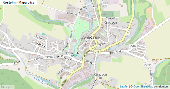 Kostelní - mapa ulice