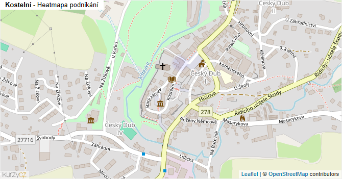 Kostelní - mapa podnikání