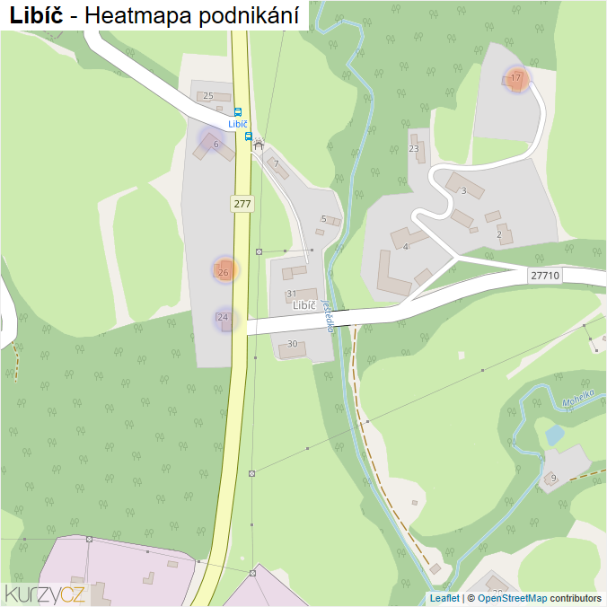 Mapa Libíč - Firmy v části obce.