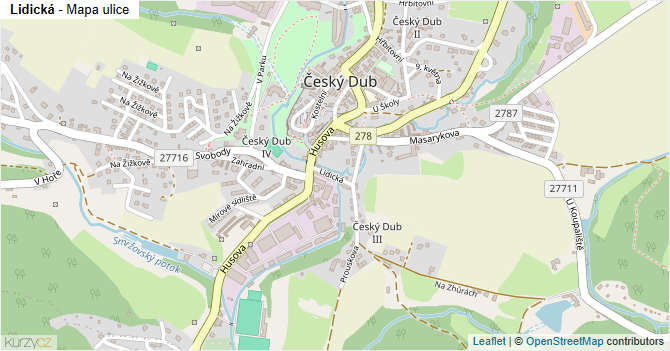 Lidická - mapa ulice