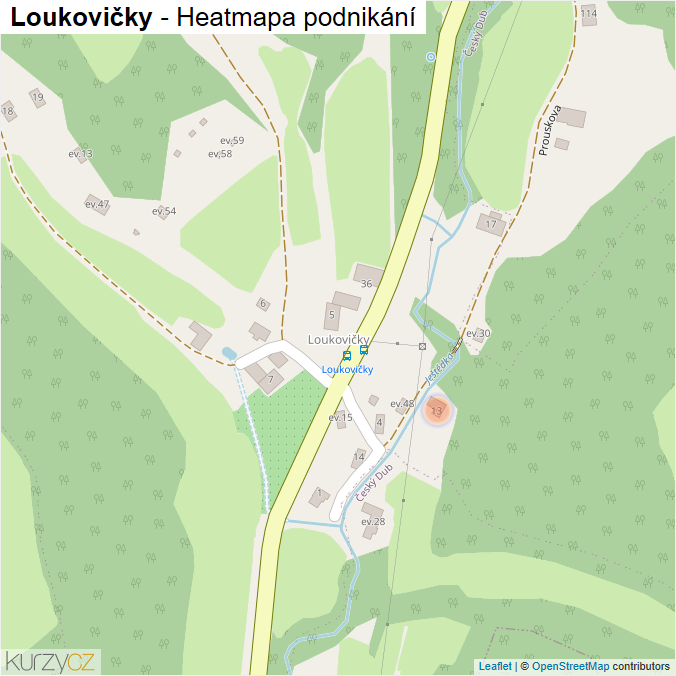 Mapa Loukovičky - Firmy v části obce.