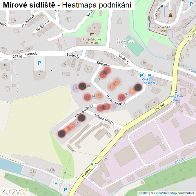 Mapa Mírové sídliště - Firmy v ulici.