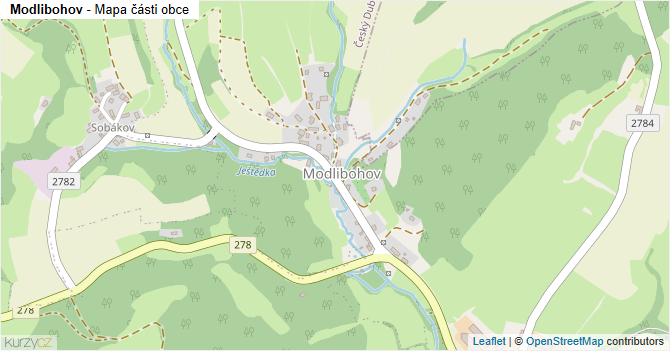 Modlibohov - mapa části obce