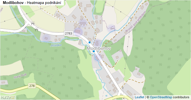 Modlibohov - mapa podnikání