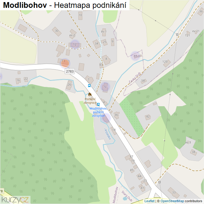 Mapa Modlibohov - Firmy v části obce.