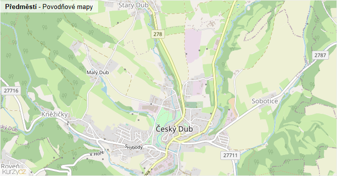Předměstí - záplavové mapy stoleté vody