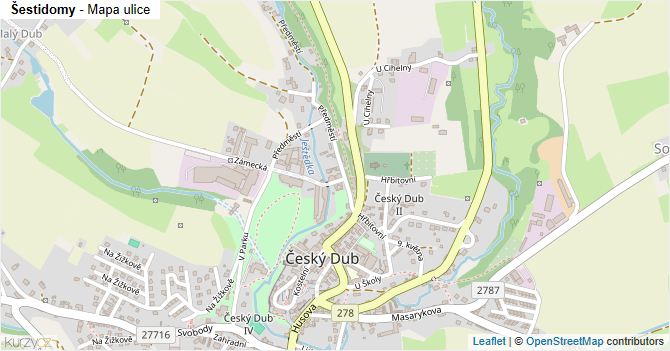 Šestidomy - mapa ulice