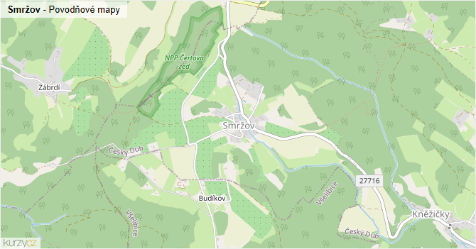 Smržov - záplavové mapy stoleté vody