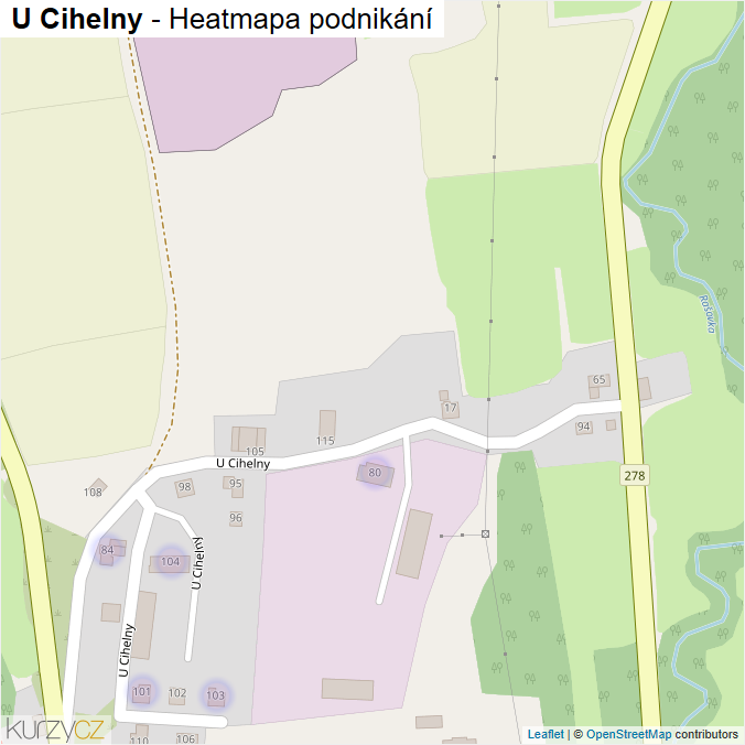 Mapa U Cihelny - Firmy v ulici.