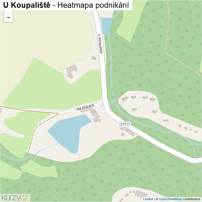 Mapa U Koupaliště - Firmy v ulici.