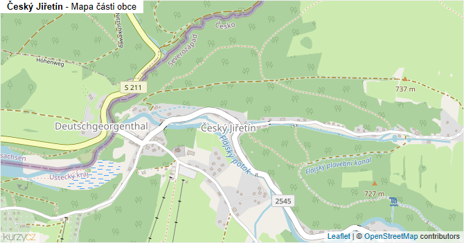 Český Jiřetín - mapa části obce