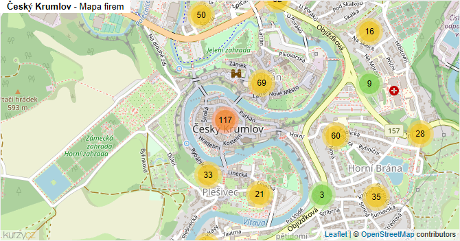 Český Krumlov - mapa firem