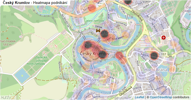 Český Krumlov - mapa podnikání