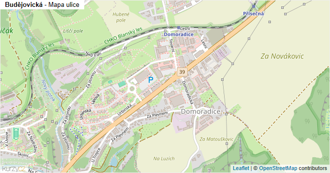Budějovická - mapa ulice