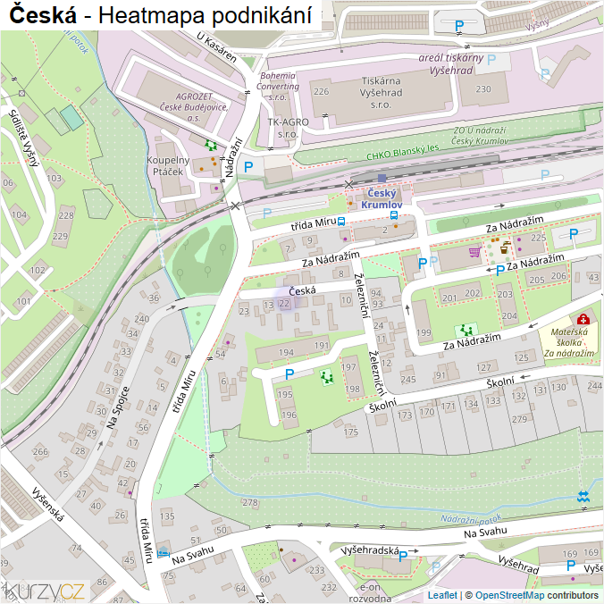 Mapa Česká - Firmy v ulici.