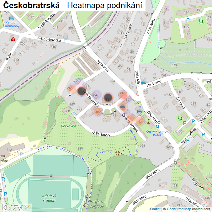 Mapa Českobratrská - Firmy v ulici.