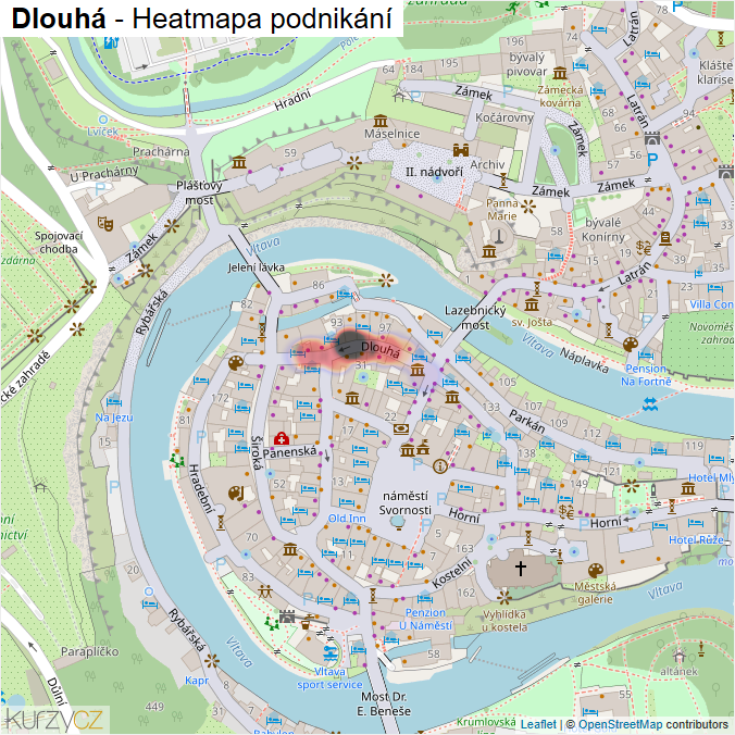 Mapa Dlouhá - Firmy v ulici.
